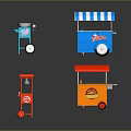 Colorful Mobile Food Carts With Various Designs And Functional Equipment