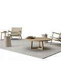 Japanese Style Casual Table and Chair Combination Sofa Coffee Table Combination Sofa Coffee Table Leisure Chair Leisure Sofa 3d model