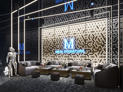 Elegant Modern KTV Interior Design With Comfortable Sofas Coffee Tables And Lighting Decorations 3d model