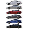 Red And Silver Sedan Cars With Sleek Exterior Design And Alloy Wheels