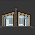 Modern Twin Residential Building Featuring Large Glass Windows Wooden Exterior Black Roof And Solar Panels