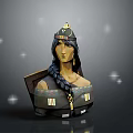 Game and Movie Character 3D Model With Long Braided Hair Decorative Headdress And Patterned Attire