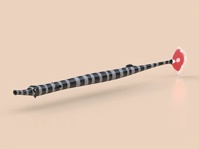 Long Bodied Aquatic Animal With Black And White Stripes And Red Tail 3D Model 3d model