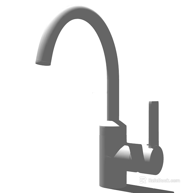 Sleek Modern Curved Spout Faucet With Handle Control For Kitchen Sink 3d model 