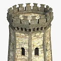 Stone Brick Tower Featuring Crenellated Top Arched Doorway Windows And Classic Medieval Design 3d model