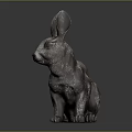 Rustic Metal Rabbit Sculpture With Textured Surface On Dark Background 3d model