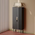 Modern Luxury Dark Grey Entryway Side Cabinet With Unique Metal Handles For Home Storage