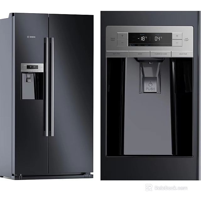 Modern Kitchen Appliance Double Door Refrigerator With Water Dispenser And Digital Temperature 3d model 