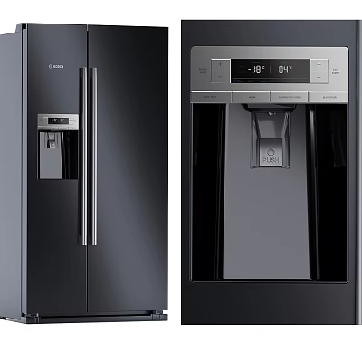 Modern Kitchen Appliance Double Door Refrigerator With Water Dispenser And Digital Temperature 3d model
