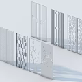 Decorative Room Dividers With Various Designs Including Geometric Patterns And Tree Branch Motifs 3d model