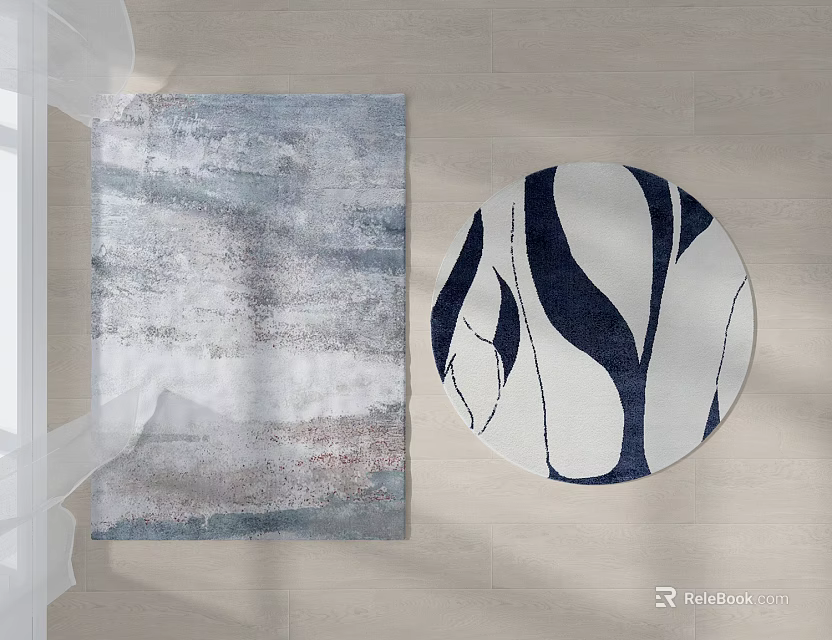 Square Area Rug With Abstract Gray White Gradient Pattern For Modern Home Decor 3d model