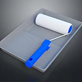 Hardware Tool Set Including Paint Roller With Blue Handle And Gray Tray 3d model