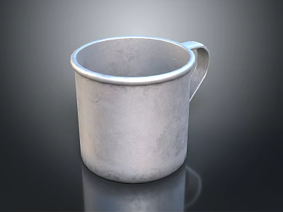 Silver Metal Mug With Handle For Household Daily Use And Durable Design 3d model