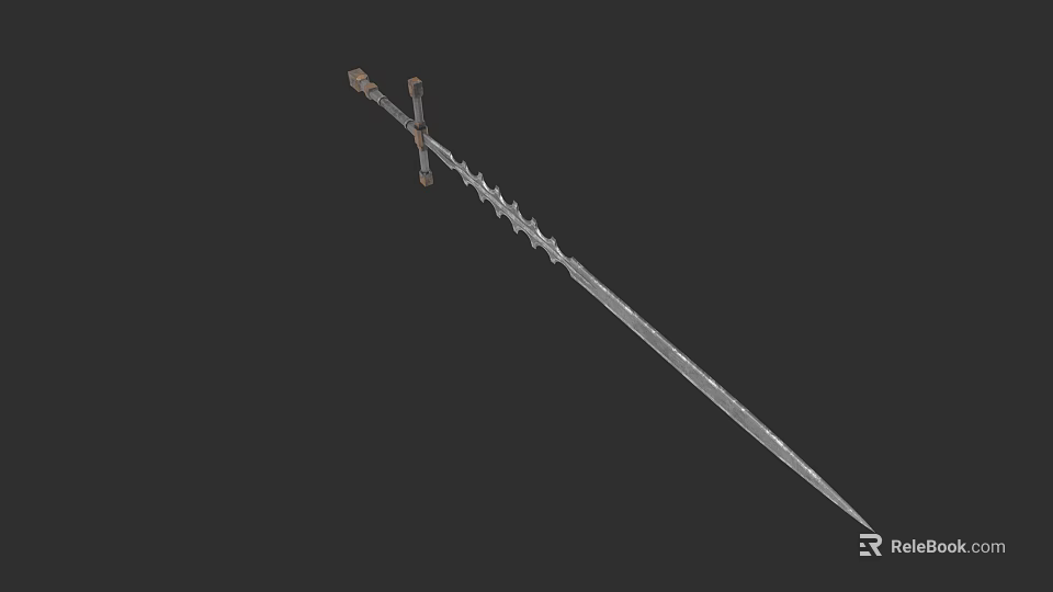 Ancient Decorative Sword With Spiral Pattern Metallic Blade And Ornate Hilt 3d model 