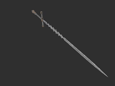 Ancient Decorative Sword With Spiral Pattern Metallic Blade And Ornate Hilt 3d model
