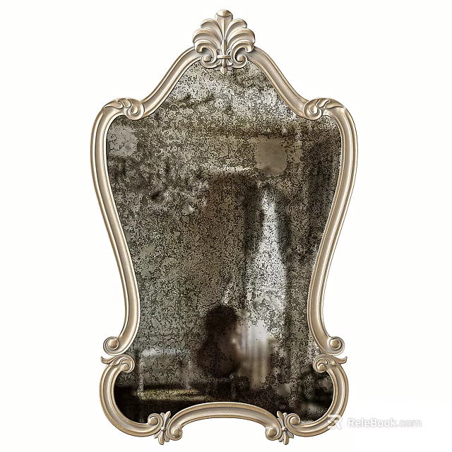 Elegant Vintage Single Sofa Design With Ornate Mirror Frame And Interior Decor 3d model 