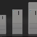 White Refrigerators Freezers Three Different Sizes with Double Doors and Bottom Drawers Modern Sleek Design