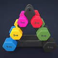 Fitness Equipment Colorful Dumbbells with Various Weights 1kg to 6kg on Black Rack