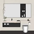 Modern Bathroom Vanity With Large Mirror Storage Countertop And Pendant Lighting