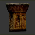 Ancient Terracotta Sculpture Carving With Intricate Relief Designs And Decorative Base