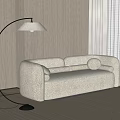 Modern Multiplayer Sofa Fabric Multiplayer Sofa Modern Floor Lamp 3d model