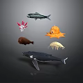 Different Types of Marine Creatures Including Fish Sea Anemone Octopus Jellyfish Whale and Sea Urchin