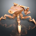 Golden Mechanical Spider Like Robot Game And Movie Character With Sharp Claws And Complex Structure 3d model