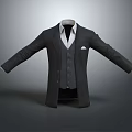 Classic Men's Formal Suit Jacket With White Shirt Waistcoat And Pocket Square