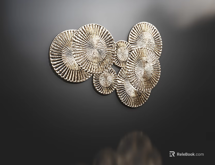 Elegant Modern Metal Wall Decor with Fan Shaped Patterns and Radiant Texture 3d model 