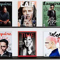 Assorted Magazines Including Esquire TIME LAIF Rebel On Black Shelf With Diverse Cover Designs