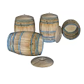 Wooden Barrels Decorative Ornament Set With Multiple Lids And Open Pieces