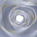 Abstract Blue And White Wavy Lines Forming Spiral Tunnel With Central Light