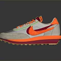 Stylish Casual Gray Mesh Sneakers With Orange Red Accents And Comfortable Sole For Daily Wear