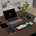 Computer Keyboard Watch Books Mobile Phone Tablet Ornaments 3d model