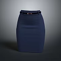 Navy Blue Fitted Stylish Skirt With Belt For Women Fashion Clothing