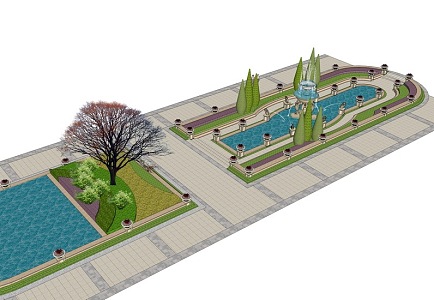 Square Waterscape 3d model