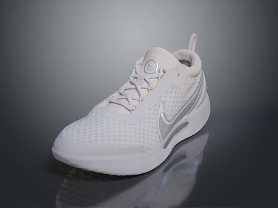 White Sports Sneaker With Mesh Upper Silver Side Accents And Modern Design For Daily Wear 3d model