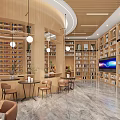 Artistic Library Interior Design With Wooden Bookshelves And Lounge Chairs