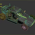 Rusty Modified Off Road Car With Large Tires Exposed Frame And Worn Body 3d model