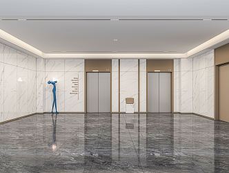 Modern elevator hall freight compartment 3d model