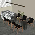 Modern Dining Table and Chair Combination Nakajima Bar Table and Chair 3d model