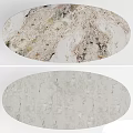 Modern Marble Dining Table With Oval Top And Double Column Base Design 3d model