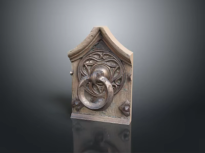 Ancient Bronze Door Knocker In Scenic Historic Building Architectural Landscape 3d model