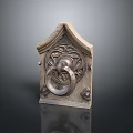 Ancient Bronze Door Knocker In Scenic Historic Building Architectural Landscape