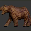 Modern Decorative Orange Leopard Sculpture With Purple Spots And Artistic Design