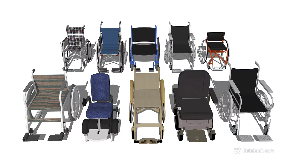 Medical Wheelchairs Various Types for Mobility Assistance and Patient Support 3d model 