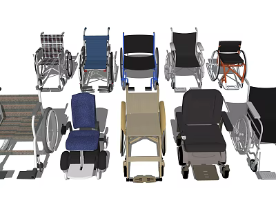 Medical Wheelchairs Various Types for Mobility Assistance and Patient Support 3d model