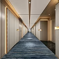 Modern Elevator Corridor Interior With Lighting And Carpet 3d model
