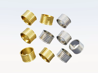 Everyday Gold and Silver Textured Thimbles for Practical Sewing Needs 3d model