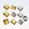 Everyday Gold and Silver Textured Thimbles for Practical Sewing Needs 3d model